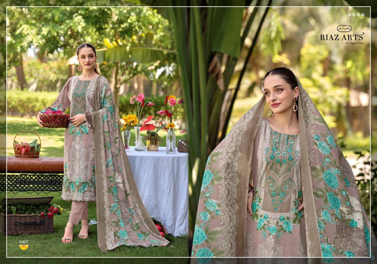 NAYRA VOL 40 BY RIAZ ARTS 1001 To 1008 Series Pakistani Suits Ethnic Wear Pure Cotton Dresses At Wholesale